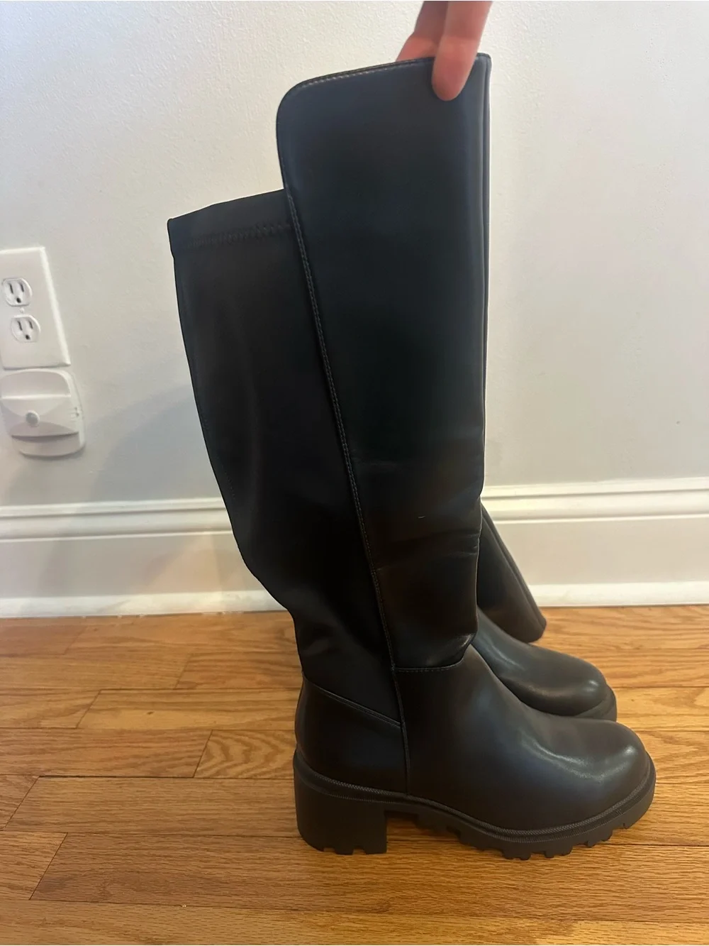 Dream Pairs Black Over-The-Knee Chunky Lug Sole Boots
